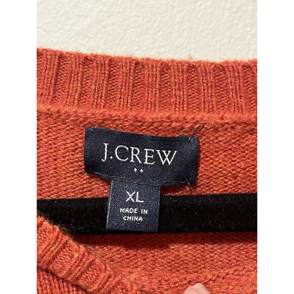 J.Crew Sweater Men’s XL LambsWool CrewNeck Pumpkin Orange Autumn Preppy - Picture 3 of 7